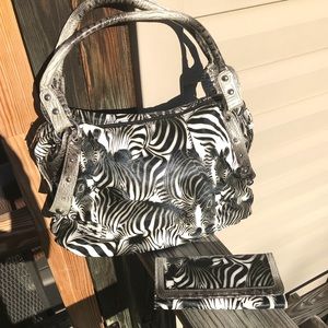 Matching Purse/Wallet Zebra Animal Print Large Bag